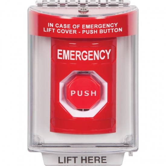SS2045EM-EN STI Red Indoor/Outdoor Flush w/ Horn Momentary (Illuminated) Stopper Station with EMERGENCY Label English SS2045EM-EN STI Red Indoor/Outdoor Flush w/ Horn Momentary (Illuminated) Stopper Station with EMERGENCY Label English