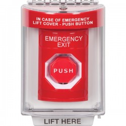 SS2045EX-EN STI Red Indoor/Outdoor Flush w/ Horn Momentary (Illuminated) Stopper Station with EMERGENCY EXIT Label English