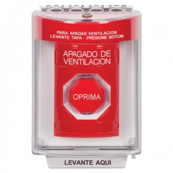 SS2045HV-ES STI Red Indoor/Outdoor Flush w/ Horn Momentary (Illuminated) Stopper Station with HVAC SHUT DOWN Label Spanish