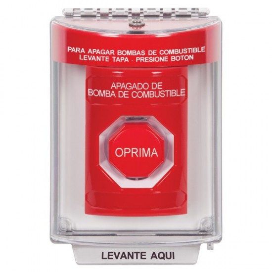 SS2045PS-ES STI Red Indoor/Outdoor Flush w/ Horn Momentary (Illuminated) Stopper Station with FUEL PUMP SHUT DOWN Label Spanish