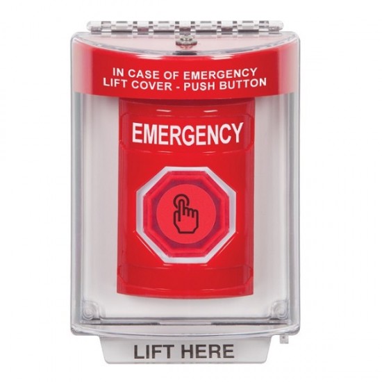 SS2046EM-EN STI Red Indoor/Outdoor Flush w/ Horn Momentary (Illuminated) Stopper Station w/ EMERGENCY Label SS2046EM-EN STI Red Indoor/Outdoor Flush w/ Horn Momentary (Illuminated) Stopper Station w/ EMERGENCY Label