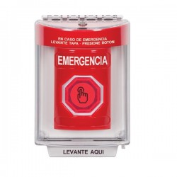 SS2046EM-ES STI Red Indoor/Outdoor Flush w/ Horn Momentary (Illuminated) Stopper Station w/ EMERGENCY Spanish