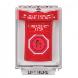 SS2046ES-EN STI Red Indoor/Outdoor Flush w/ Horn Momentary (Illuminated) Stopper Station w/ EMERGENCY STOP Label