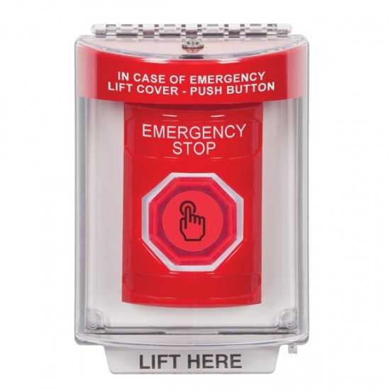 SS2046ES-EN STI Red Indoor/Outdoor Flush w/ Horn Momentary (Illuminated) Stopper Station w/ EMERGENCY STOP Label