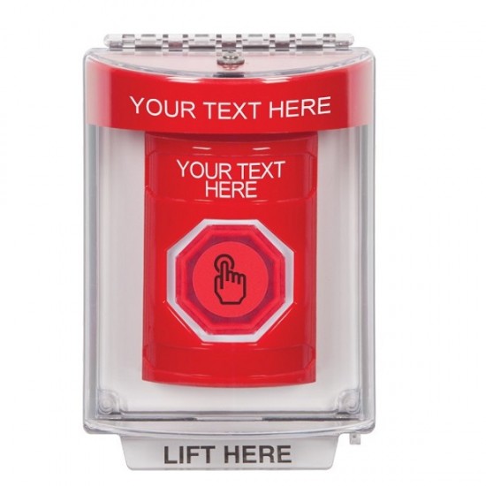 SS2046ZA-EN STI Red Indoor/Outdoor Flush w/ Horn Momentary (Illuminated) Stopper Station w/ Custom Text Label
