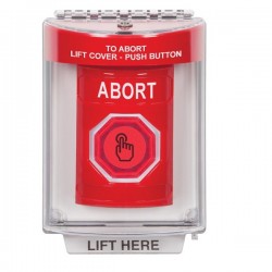 SS2047AB-EN STI Red Indoor/Outdoor Flush w/ Horn Weather Resistant Momentary Stopper Station w/ ABORT Label