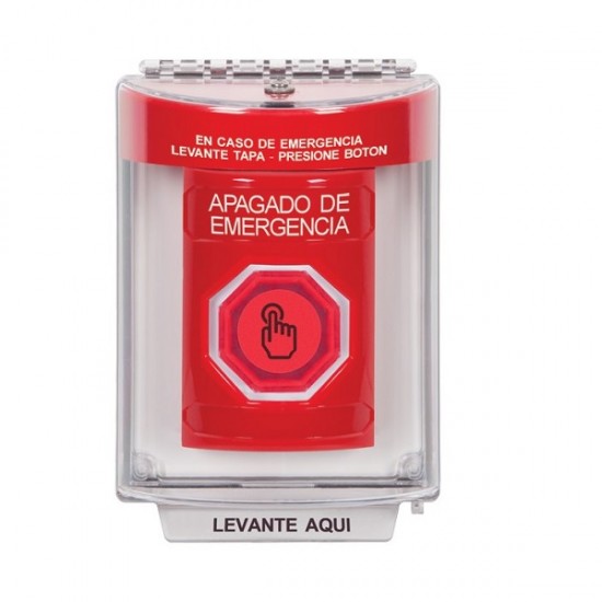 SS2047PO-ES STI Red Indoor/Outdoor Flush w/ Horn Weather Resistant Momentary Stopper Station w/ EMERGENCY POWER OFF Spanish