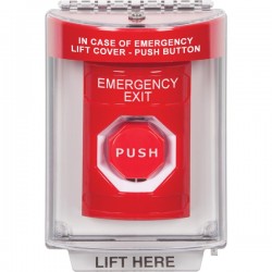 SS2048EX-EN STI Red Indoor/Outdoor Flush w/ Horn Pneumatic (Illuminated) Stopper Station with EMERGENCY EXIT Label English