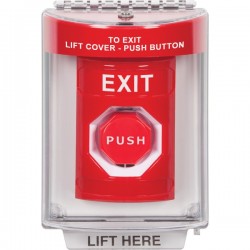 SS2048XT-EN STI Red Indoor/Outdoor Flush w/ Horn Pneumatic (Illuminated) Stopper Station with EXIT Label English
