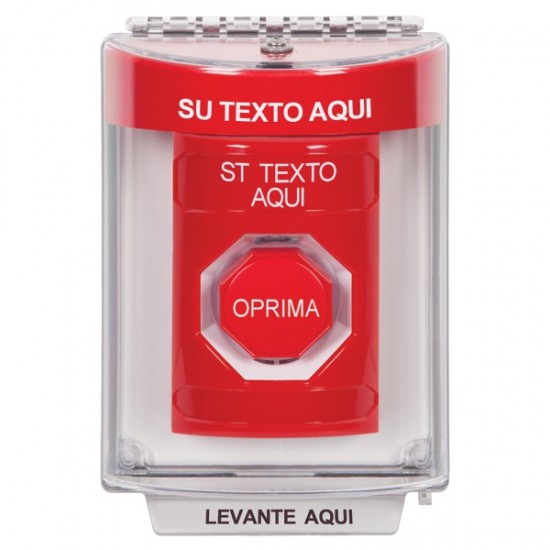 SS2048ZA-ES STI Red Indoor/Outdoor Flush w/ Horn Pneumatic (Illuminated) Stopper Station w/ Custom Text Spanish