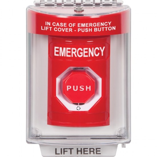 SS2049EM-EN STI Red Indoor/Outdoor Flush w/ Horn Turn-to-Reset (Illuminated) Stopper Station with EMERGENCY Label English SS2049EM-EN STI Red Indoor/Outdoor Flush w/ Horn Turn-to-Reset (Illuminated) Stopper Station with EMERGENCY Label English
