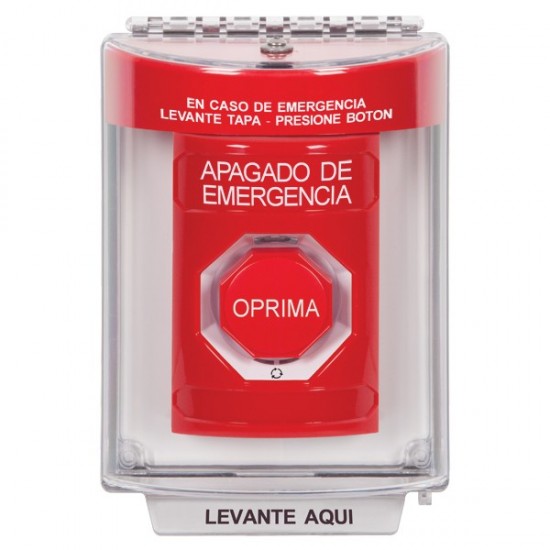 SS2049ES-ES STI Red Indoor/Outdoor Flush w/ Horn Turn-to-Reset (Illuminated) Stopper Station with EMERGENCY STOP Label Spanish