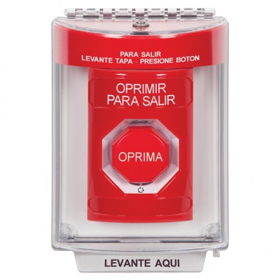 SS2049PX-ES STI Red Indoor/Outdoor Flush w/ Horn Turn-to-Reset (Illuminated) Stopper Station with PUSH TO EXIT Label Spanish