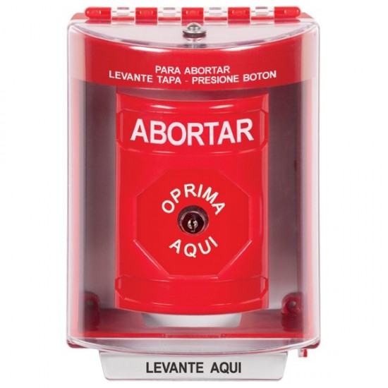 SS2070AB-ES STI Red Indoor/Outdoor Surface Key-to-Reset Stopper Station with ABORT Label Spanish