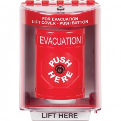 SS2070EV-EN STI Red Indoor/Outdoor Surface Key-to-Reset Stopper Station with EVACUATION Label English