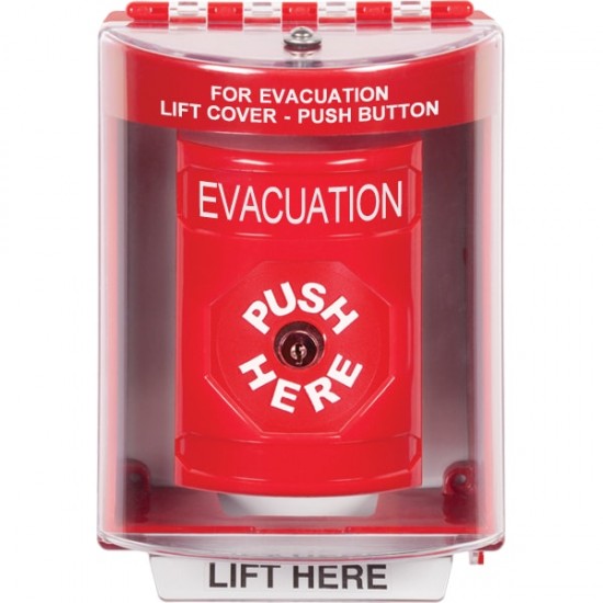 SS2070EV-EN STI Red Indoor/Outdoor Surface Key-to-Reset Stopper Station with EVACUATION Label English