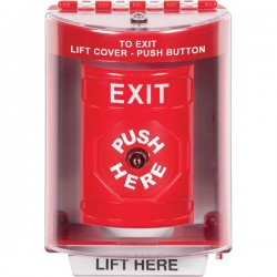 SS2070XT-EN STI Red Indoor/Outdoor Surface Key-to-Reset Stopper Station with EXIT Label English