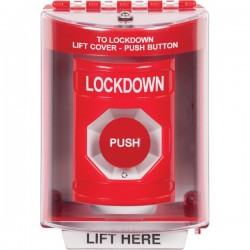 SS2071LD-EN STI Red Indoor/Outdoor Surface Turn-to-Reset Stopper Station with LOCKDOWN Label English