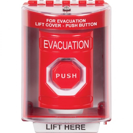SS2072EV-EN STI Red Indoor/Outdoor Surface Key-to-Reset (Illuminated) Stopper Station with EVACUATION Label English