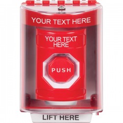 SS2072ZA-EN STI Red Indoor/Outdoor Surface Key-to-Reset Stopper Station w/ Custom Text Label
