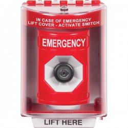 SS2073EM-EN STI Red Indoor/Outdoor Surface Key-to-Activate Stopper Station with EMERGENCY Label English SS2073EM-EN STI Red Indoor/Outdoor Surface Key-to-Activate Stopper Station with EMERGENCY Label English