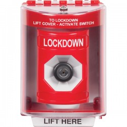 SS2073LD-EN STI Red Indoor/Outdoor Surface Key-to-Activate Stopper Station with LOCKDOWN Label English