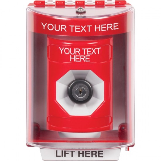 SS2073ZA-EN STI Red Indoor/Outdoor Surface Key-to-Activate Stopper Station with Non-Returnable Custom Text Label English