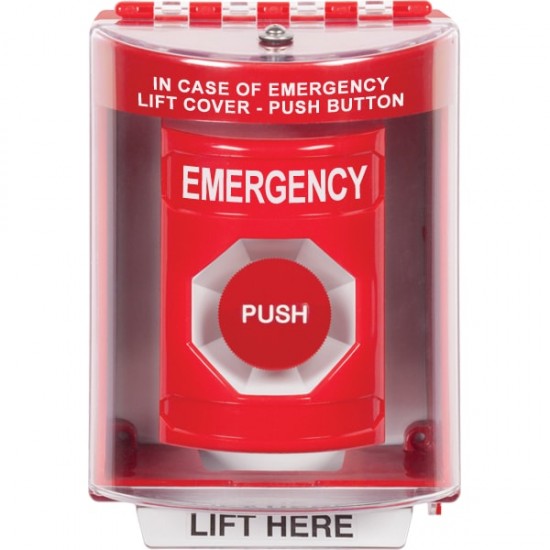 SS2074EM-EN STI Red Indoor/Outdoor Surface Momentary Stopper Station with EMERGENCY Label English SS2074EM-EN STI Red Indoor/Outdoor Surface Momentary Stopper Station with EMERGENCY Label English