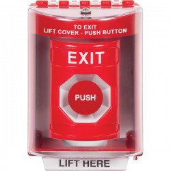 SS2074XT-EN STI Red Indoor/Outdoor Surface Momentary Stopper Station with EXIT Label English