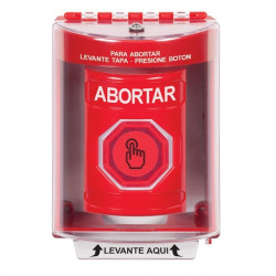 SS2076AB-ES STI Red Indoor/Outdoor Surface Momentary (Illuminated) with Red Lens Stopper Station with ABORT Label Spanish