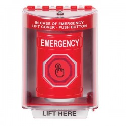 SS2076EM-EN STI Red Indoor/Outdoor Surface Momentary (Illuminated) with Red Lens Stopper Station with EMERGENCY Label English SS2076EM-EN STI Red Indoor/Outdoor Surface Momentary (Illuminated) with Red Lens Stopper Station with EMERGENCY Label English