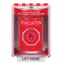 SS2076EV-EN STI Red Indoor/Outdoor Surface Momentary (Illuminated) with Red Lens Stopper Station with EVACUATION Label English