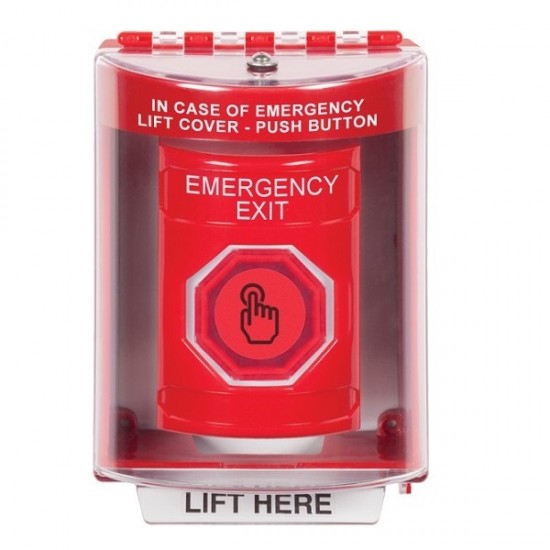 SS2076EX-EN STI Red Indoor/Outdoor Surface Momentary (Illuminated) Stopper Station w/ EMERGENCY EXIT Label
