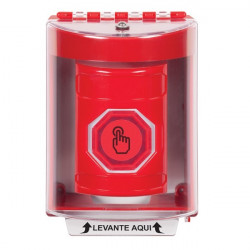 SS2076NT-ES STI Red Indoor/Outdoor Surface Momentary (Illuminated) with Red Lens Stopper Station with No Text Label Spanish