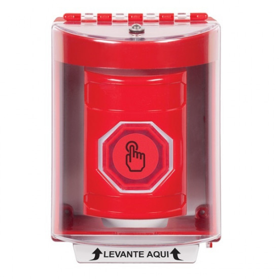 SS2076NT-ES STI Red Indoor/Outdoor Surface Momentary (Illuminated) with Red Lens Stopper Station with No Text Label Spanish