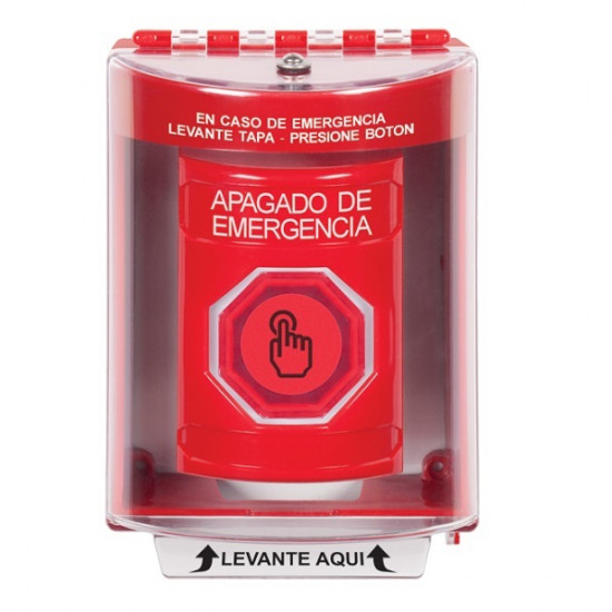 SS2076PO-ES STI Red Indoor/Outdoor Surface Momentary (Illuminated) Stopper Station w/ EMERGENCY POWER OFF Spanish