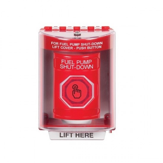 SS2076PS-EN STI Red Indoor/Outdoor Surface Momentary (Illuminated) Stopper Station w/ FUEL PUMP SHUT DOWN Label