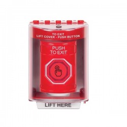 SS2076PX-EN STI Red Indoor/Outdoor Surface Momentary (Illuminated) Stopper Station w/ PUSH TO EXIT Label