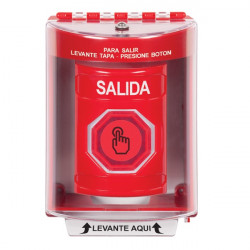 SS2076XT-ES STI Red Indoor/Outdoor Surface Momentary (Illuminated) with Red Lens Stopper Station with EXIT Label Spanish