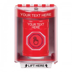 SS2076ZA-EN STI Red Indoor/Outdoor Surface Momentary (Illuminated) Stopper Station w/ Custom Text Label