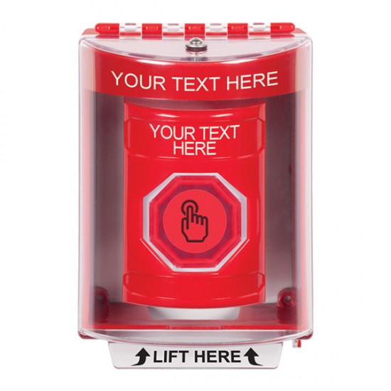 SS2076ZA-EN STI Red Indoor/Outdoor Surface Momentary (Illuminated) Stopper Station w/ Custom Text Label