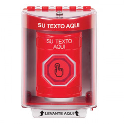 SS2076ZA-ES STI Red Indoor/Outdoor Surface Momentary (Illuminated) Stopper Station w/ Custom Text Spanish