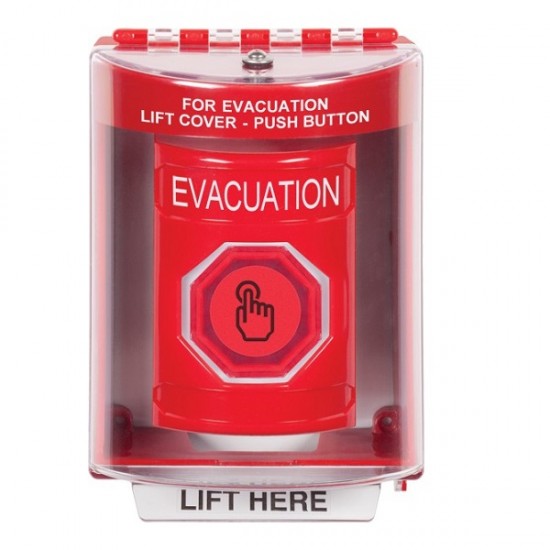 SS2077EV-EN STI Red Indoor/Outdoor Surface Weather Resistant Momentary Stopper Station w/ EVACUATION Label