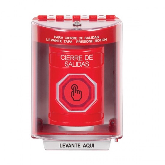 SS2077LD-ES STI Red Indoor/Outdoor Surface Weather Resistant Momentary Stopper Station w/ LOCKDOWN Spanish