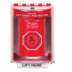 SS2077PX-EN STI Red Indoor/Outdoor Surface Weather Resistant Momentary Stopper Station w/ PUSH TO EXIT Label