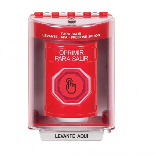 SS2077PX-ES STI Red Indoor/Outdoor Surface Weather Resistant Momentary Stopper Station w/ PUSH TO EXIT Spanish