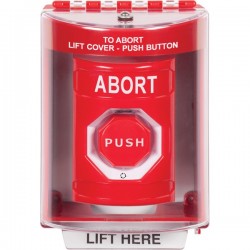 SS2079AB-EN STI Red Indoor/Outdoor Surface Turn-to-Reset (Illuminated) Stopper Station with ABORT Label English