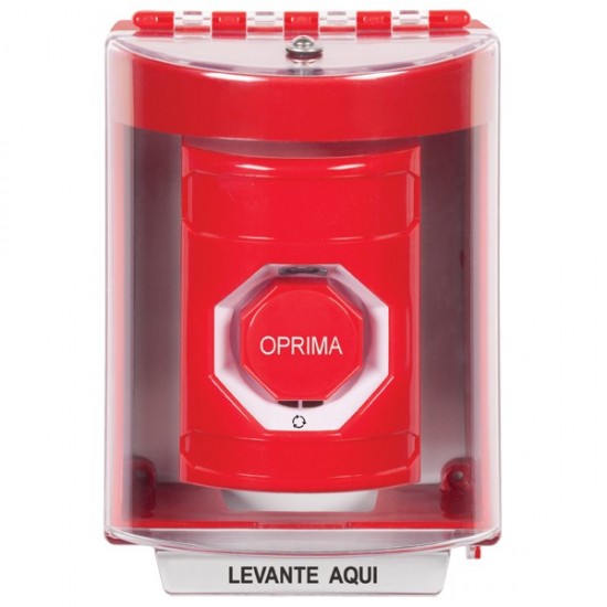 SS2079NT-ES STI Red Indoor/Outdoor Surface Turn-to-Reset (Illuminated) Stopper Station with No Text Label Spanish