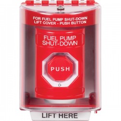 SS2079PS-EN STI Red Indoor/Outdoor Surface Turn-to-Reset (Illuminated) Stopper Station with FUEL PUMP SHUT DOWN Label English
