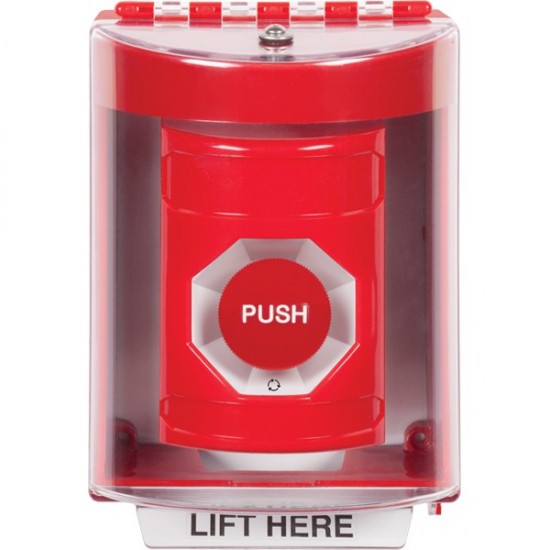 SS2081NT-EN STI Red Indoor/Outdoor Surface w/ Horn Turn-to-Reset Stopper Station with No Text Label English